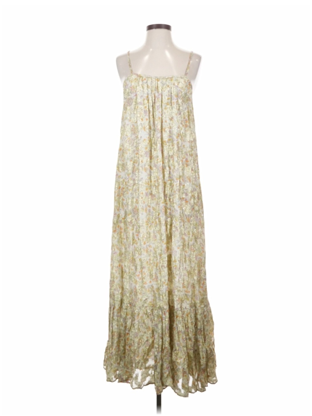 Zara long gold patterned dress